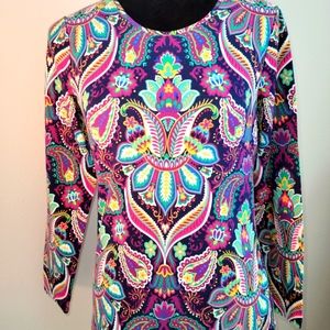 Talbots petite top sz PS purple paisley new